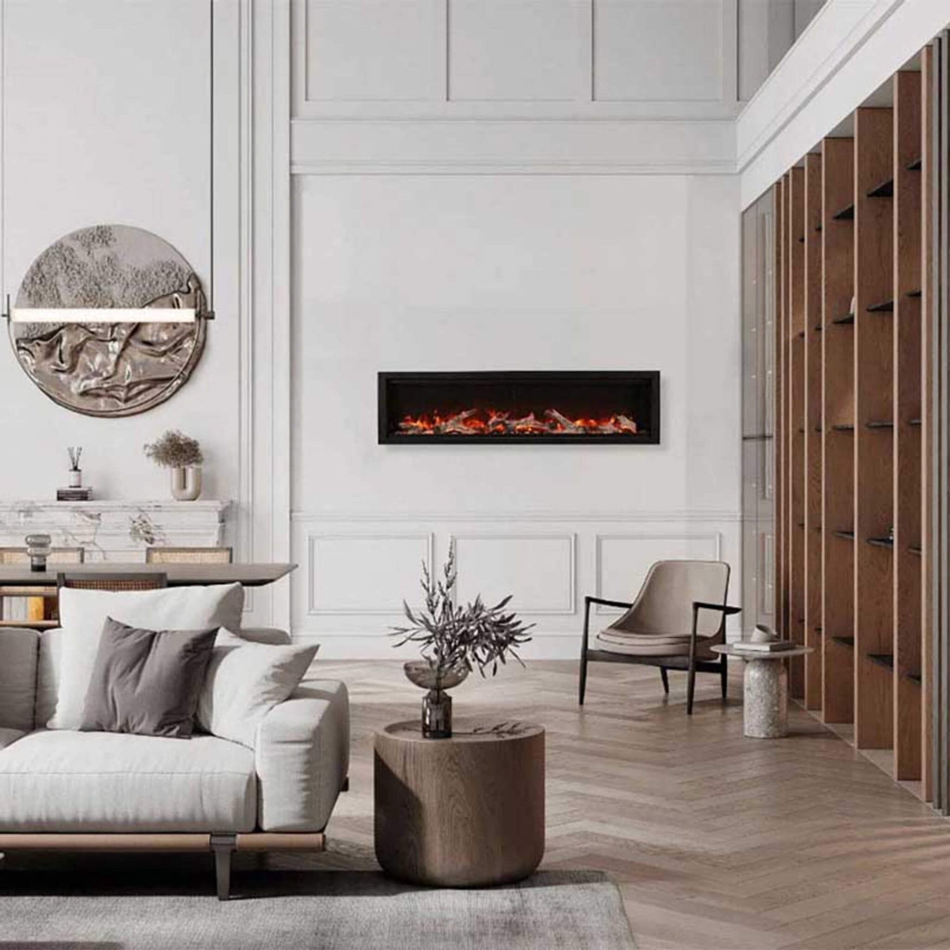 Amantii Symmetry 74-Inch Smart Electric Fireplace With Programmable Timer And Thermostat [SYM-74] (SAK26974)