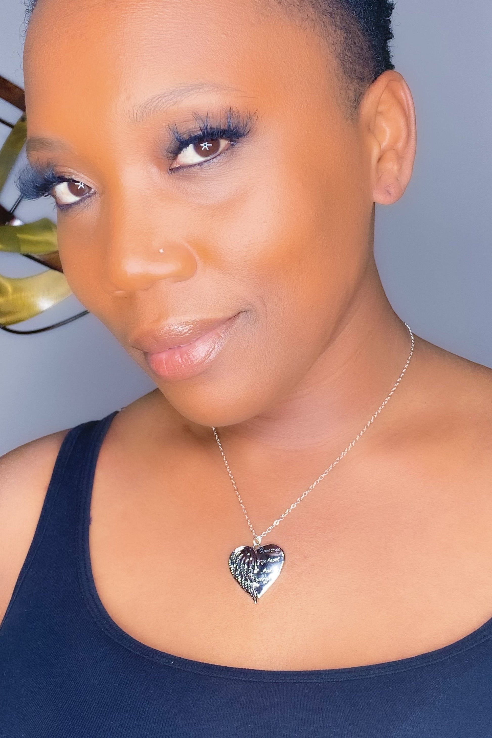 Angel Wing Heart Necklace Memorial Silver Pendant Charm