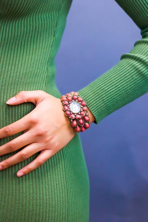 Antique Brass Serendipity Bracelet Vintage Gemstone Watch