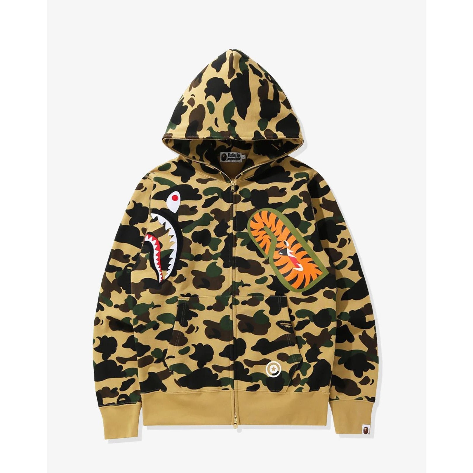 BAPE 1ST CAMO MULTI SHARK FULL ZIP HOODIE - YELLOW
