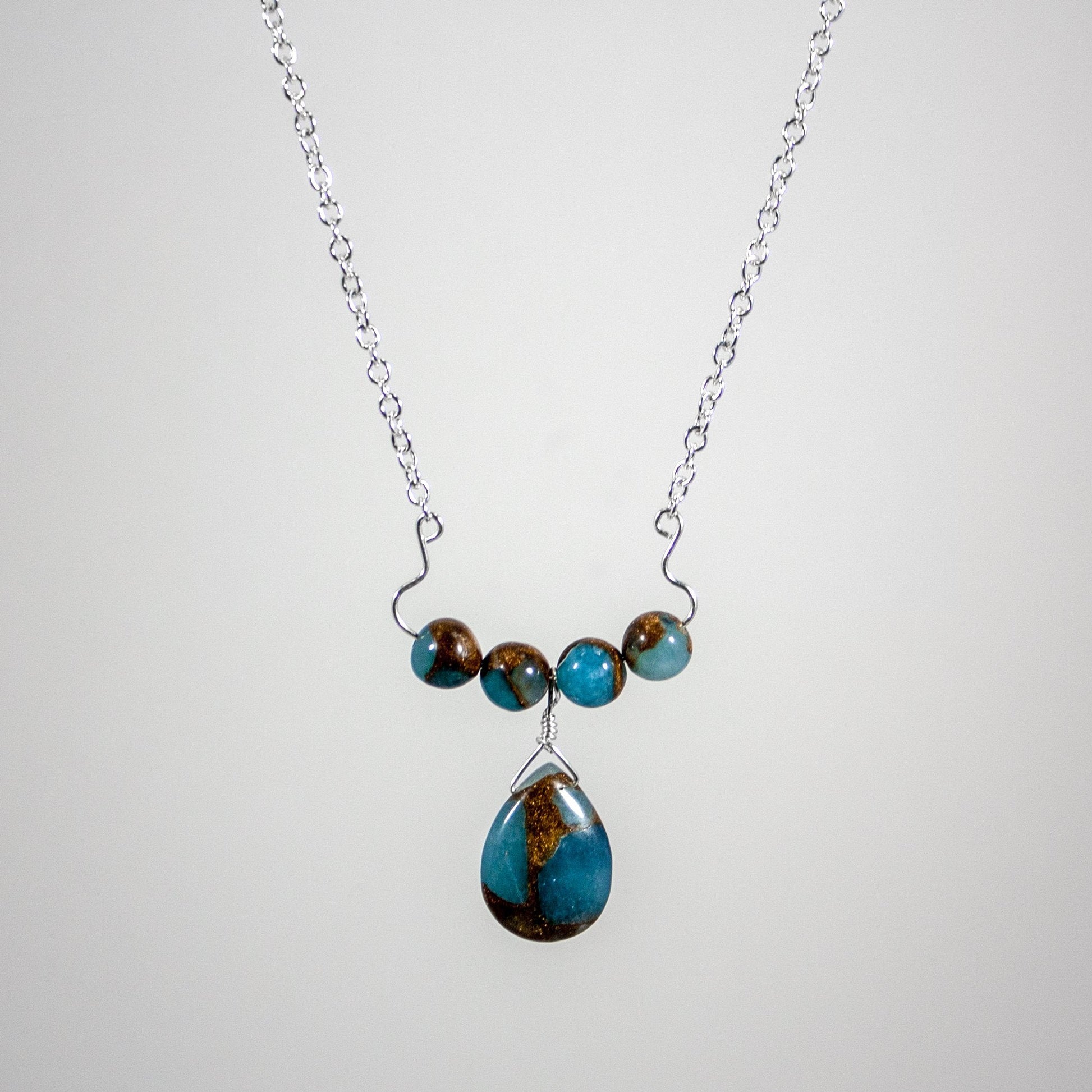 Aqua Quartz Teardrop Pendant Necklace On Silver Chain