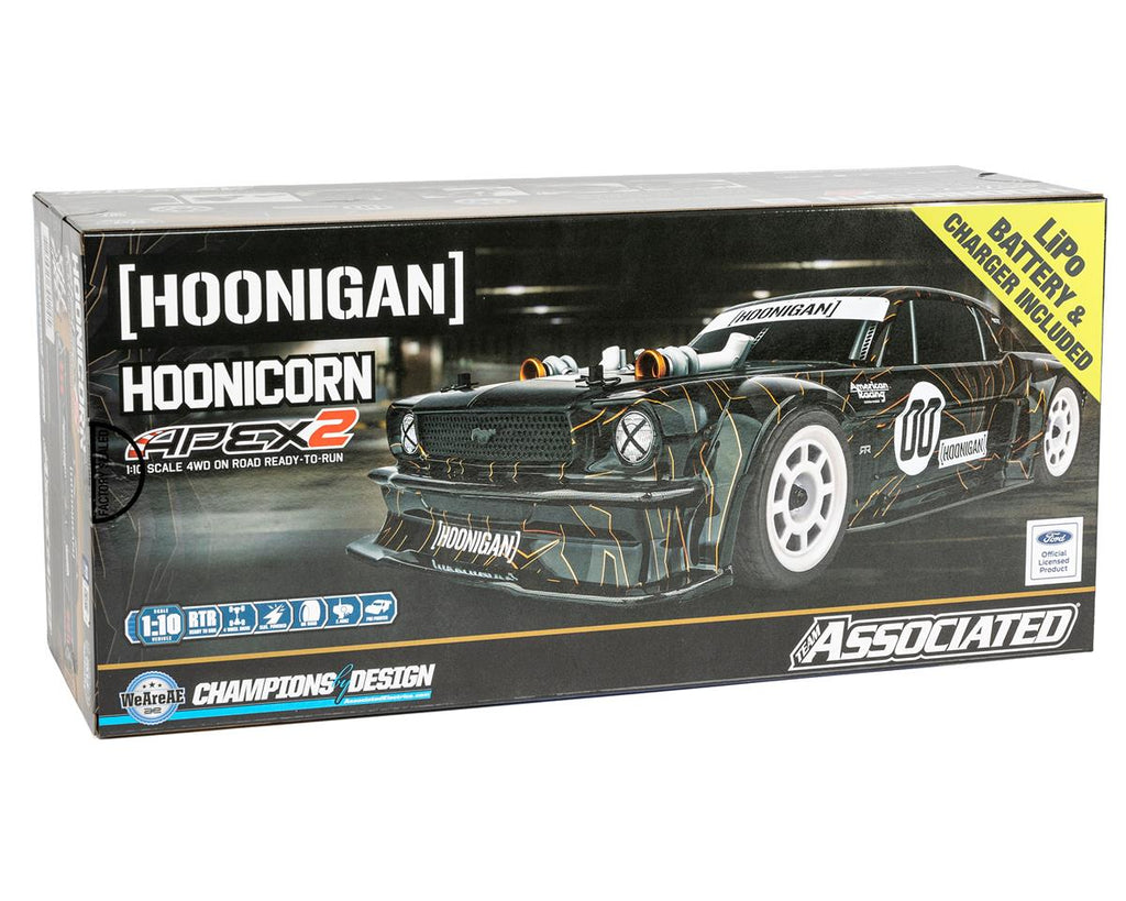 Team Associated Apex2 Hoonicorn RTR 1/10 Scale 4WD Electric Touring Car LiPo Combo