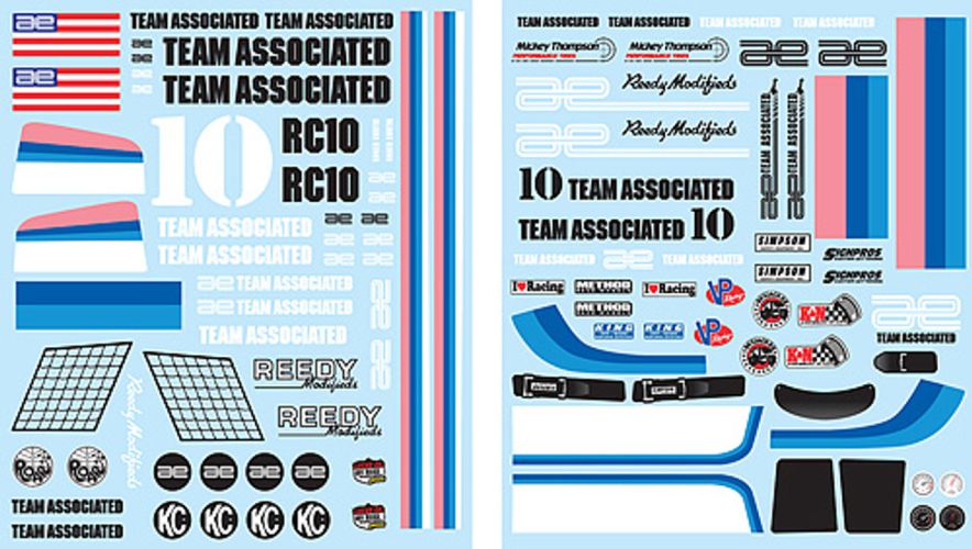 Team Associated RC10 Classic Decal Sheet "“ Vintage Graphics Replacement