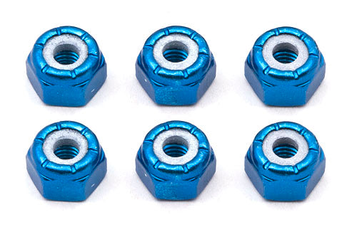 Team Associated 8-32 Blue Aluminum Locknuts 6-Pack for RC Vehicles