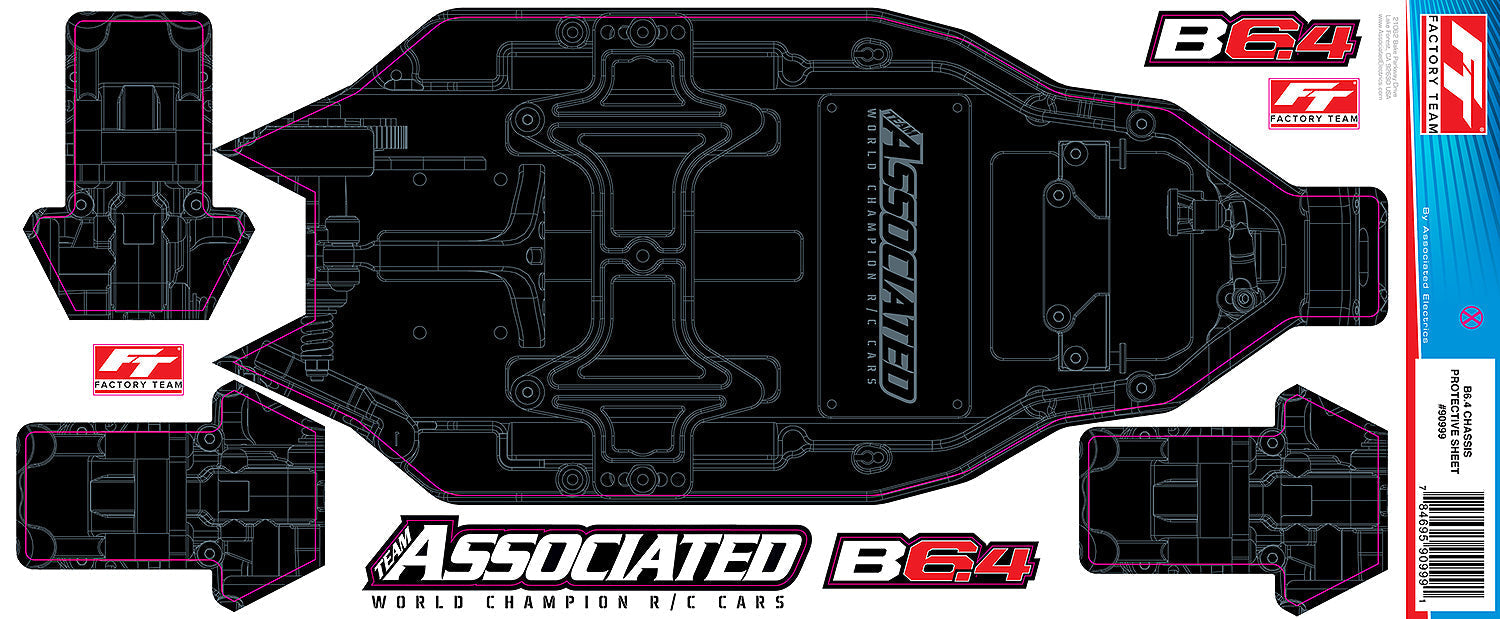 Team Associated RC10B6.4 FT Chassis Protective Sheet +3mm Printed