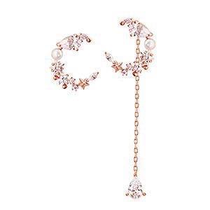 Asymmetric Sparkle Gold Drop Earrings With Cubic Zirconia