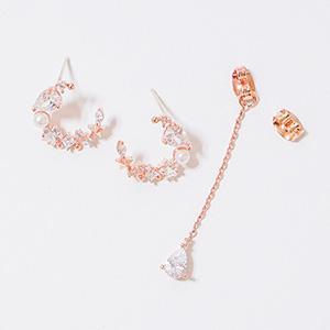 Asymmetric Sparkle Gold Drop Earrings With Cubic Zirconia