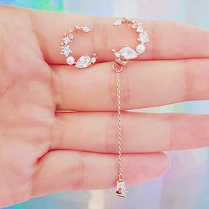 Asymmetric Sparkle Gold Drop Earrings With Cubic Zirconia