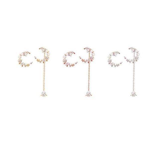 Asymmetric Sparkle Gold Drop Earrings With Cubic Zirconia