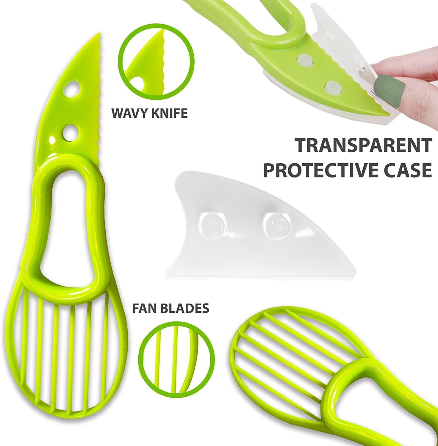 Avocado Slicer 3-in-1 Safe Plastic Blade Cutter Splitter Fan Slicer BPA Free