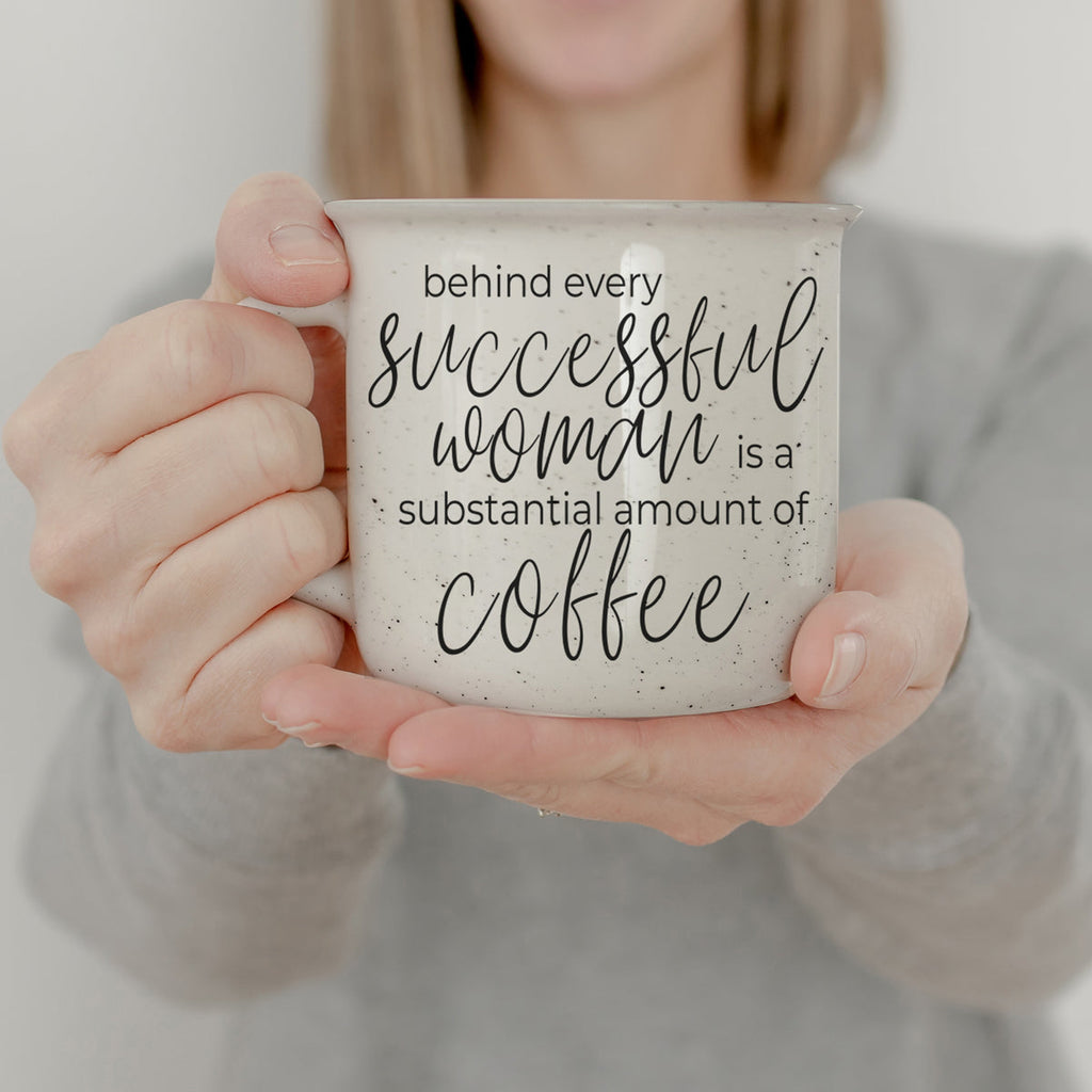 Successful Woman 14.5oz Ceramic Campfire Mug Double-Sided White Sesame Glaze