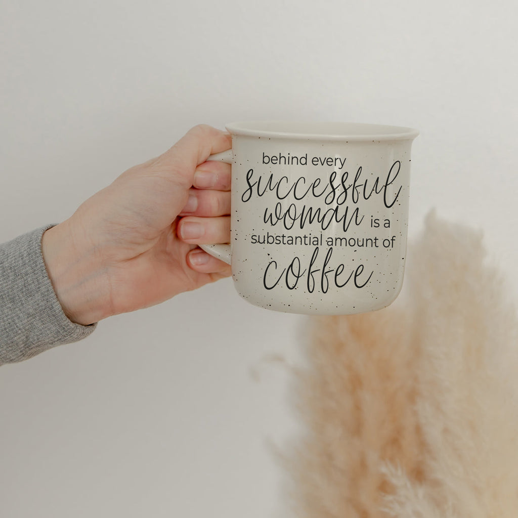 Successful Woman 14.5oz Ceramic Campfire Mug Double-Sided White Sesame Glaze