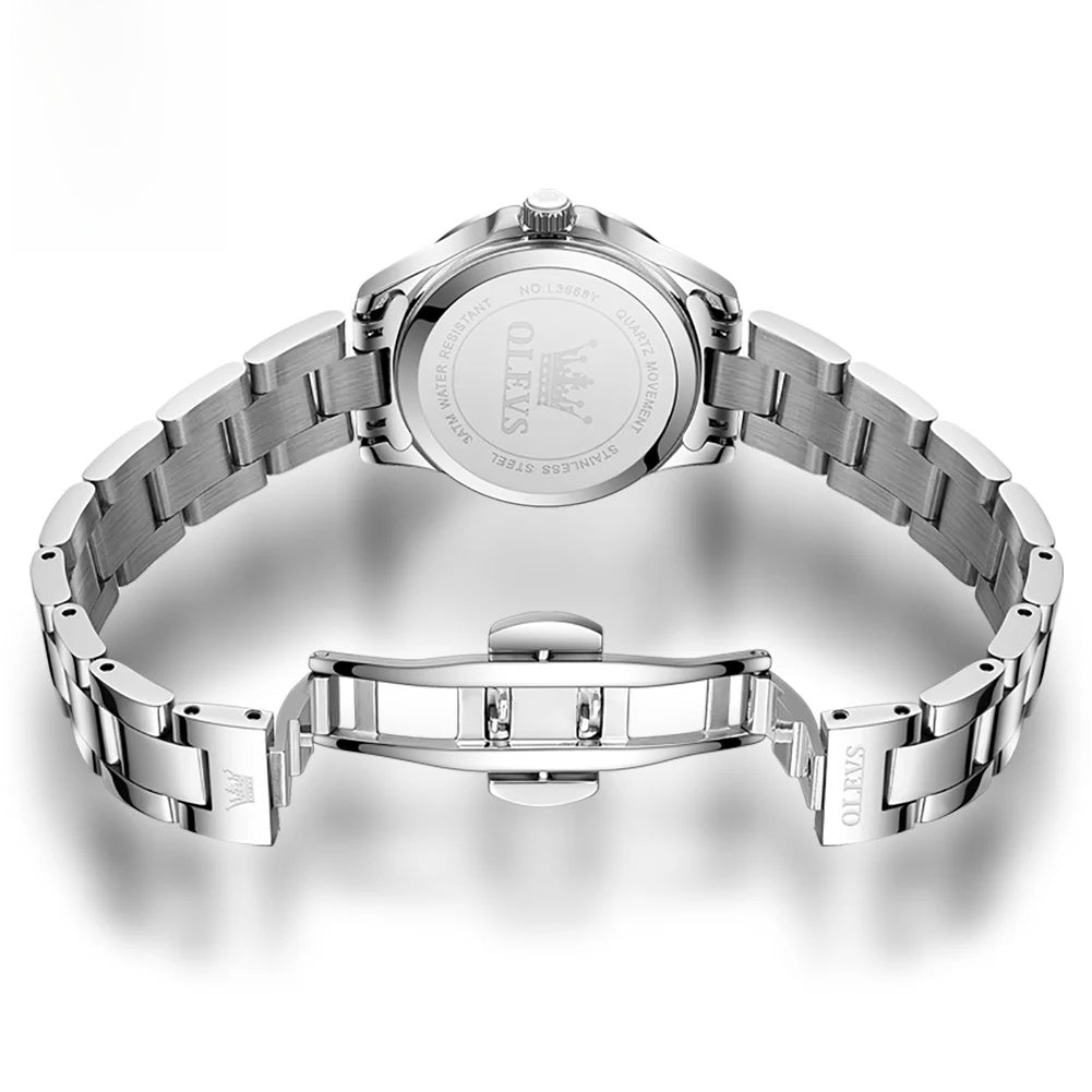 Women's Stainless Steel Watch Lavender Dial Calendar