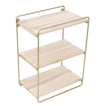 3 Tier Rustic Floating Shelf Golden Wall Shelf Wall Mounted Modern Decor Wood Shelves for Bedroom Home Decor