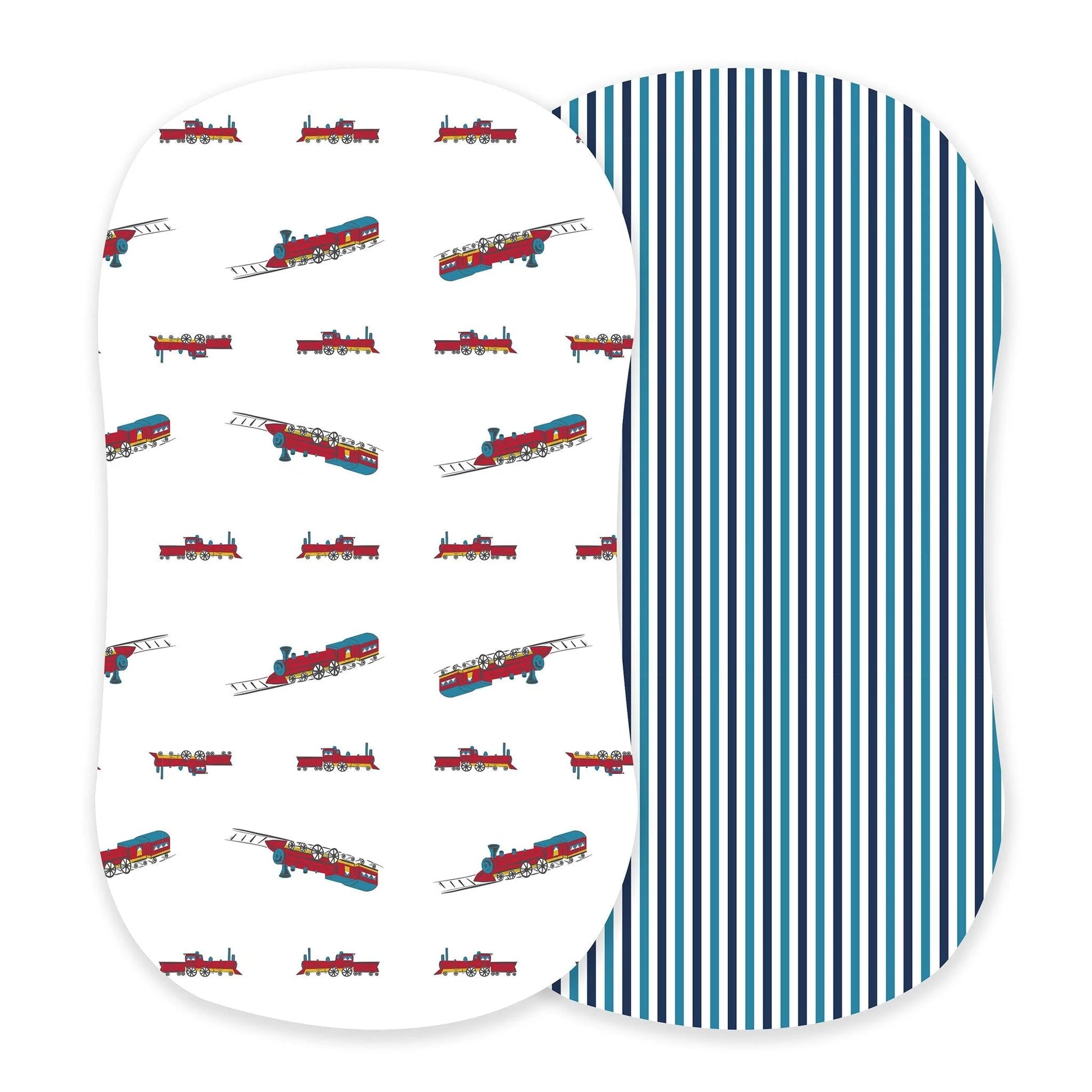 Bamboo Changing Pad Cover Vintage Train Reversible Striped