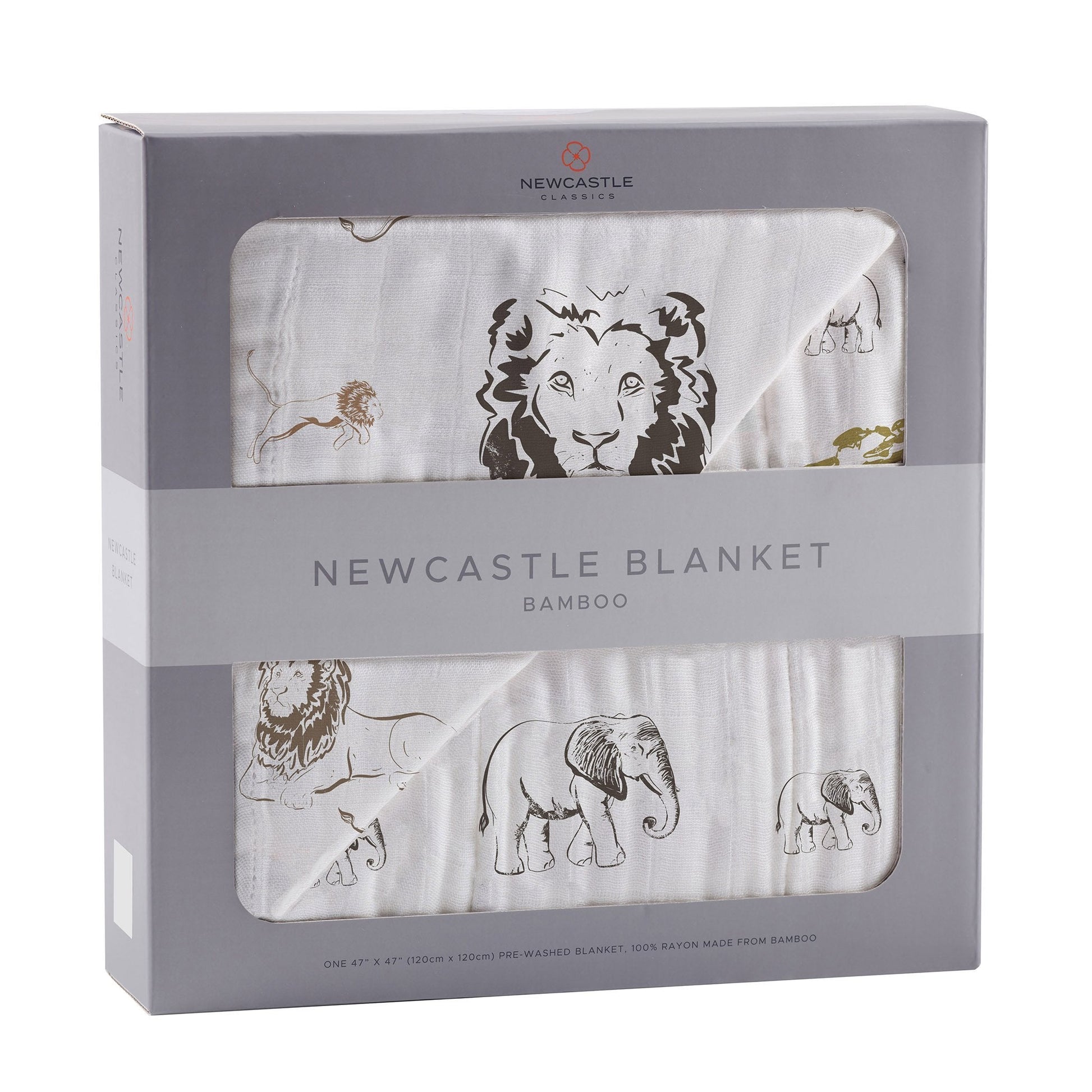 Bamboo Muslin Baby Blanket Lion Rhino Elephant Swaddle
