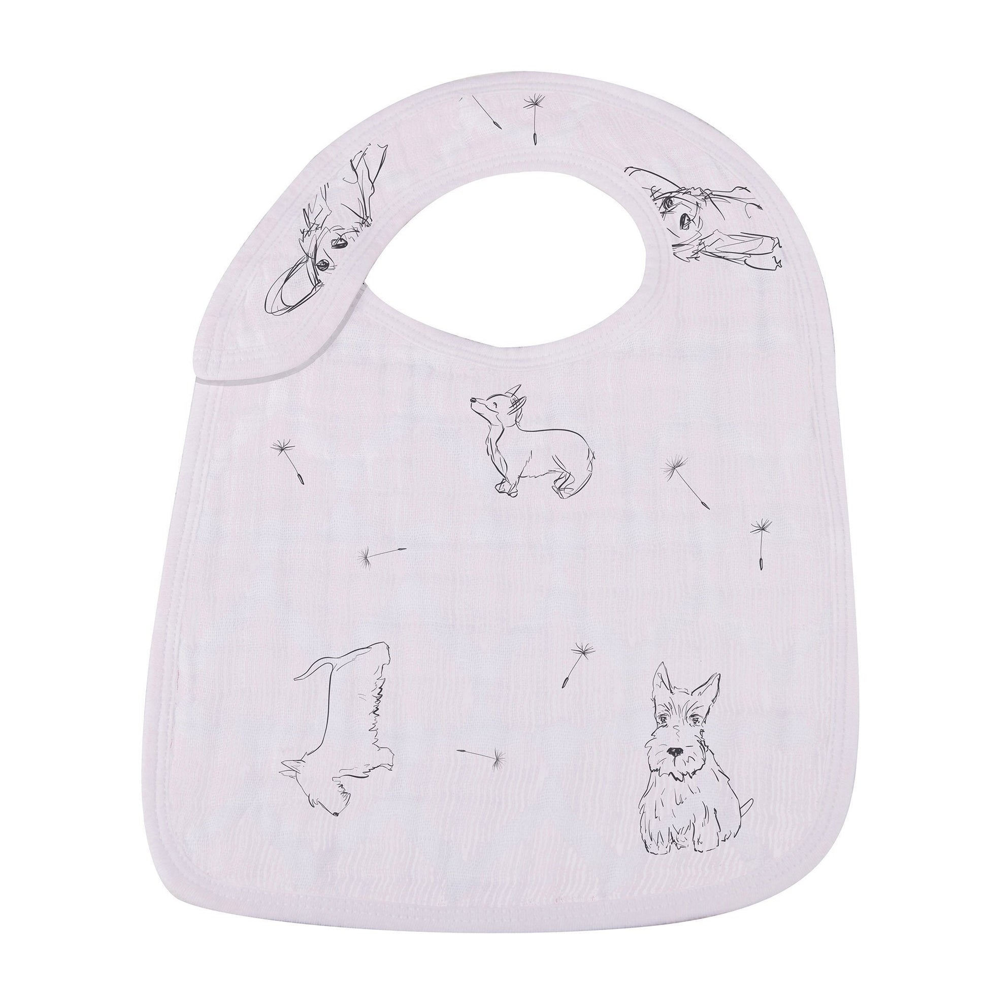 Bamboo Muslin Baby Snap Bibs 3 Pack Dandelion Print