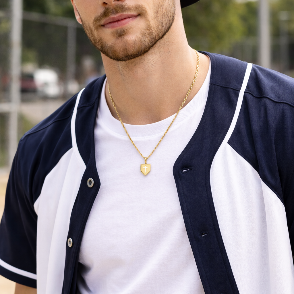 Baseball Home Plate Cross Necklace