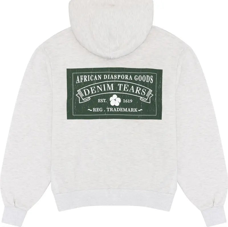 DENIM TEARS ADG Box Logo Zip Hoodie Grey