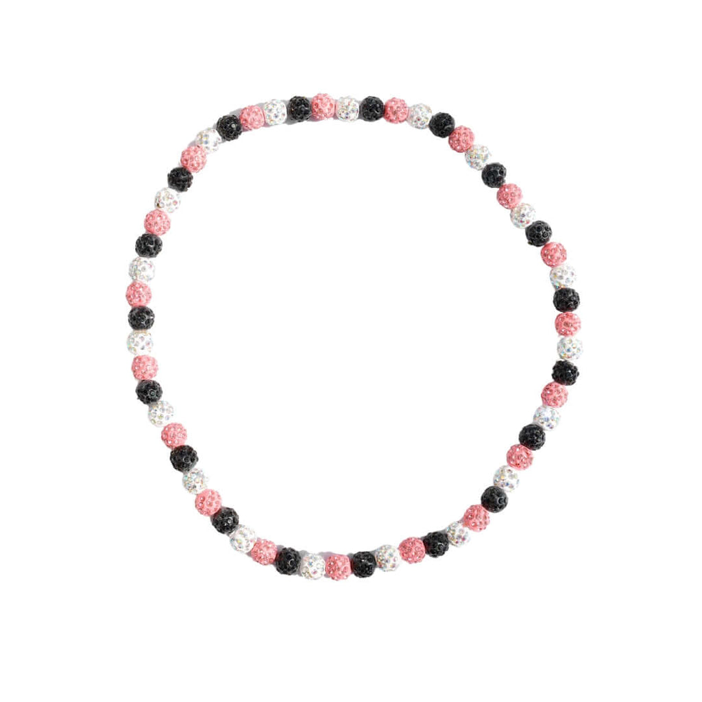 Big League Iced Out Baseball Bead Necklace | Black, Pink, & White