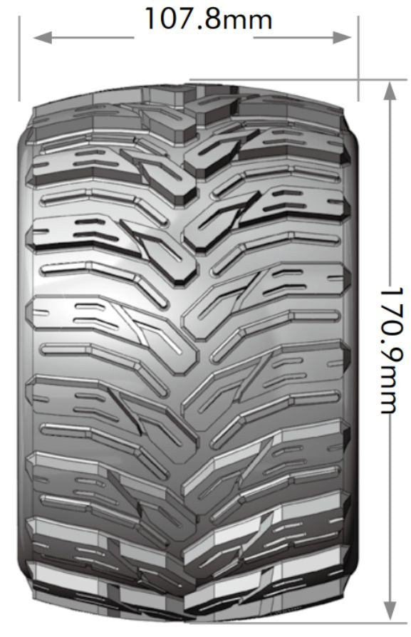 Louise R/C MT-Rock Sport 1/8 3.8" Monster Truck MFT Belted Tires, 17mm Hex (0" & 1/2" Offset)