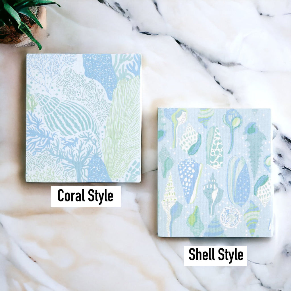 Biodegradable Kitchen Cloth Coastal Beach Style 70% Cellulose 30% Cotton