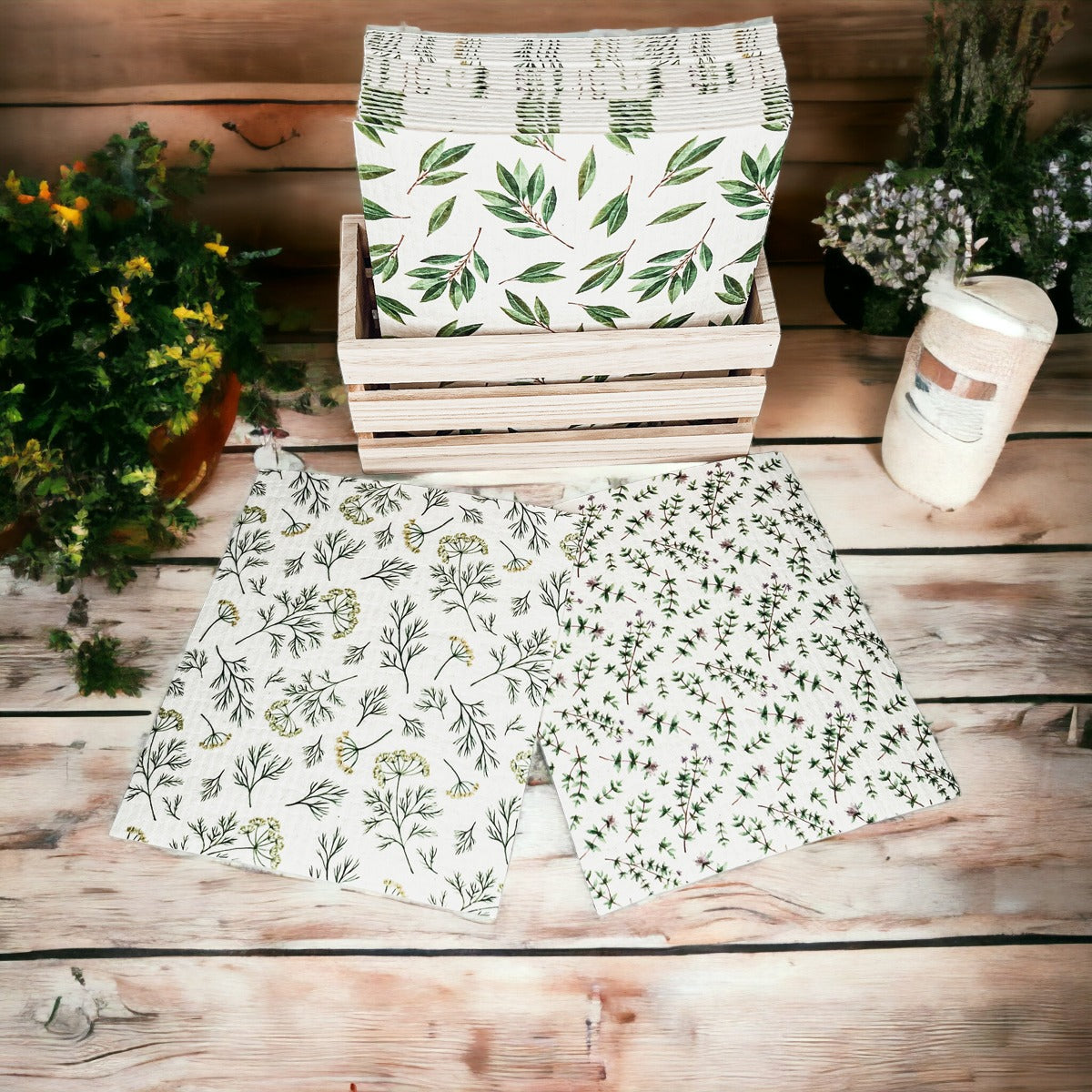 Biodegradable Kitchen Cloths 70% Cellulose 30% Cotton Eco-Friendly Reusable Set