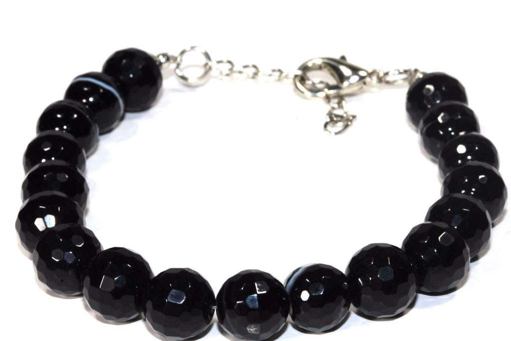 Black Agate Beaded Bracelet For Men And Women 8mm Round
