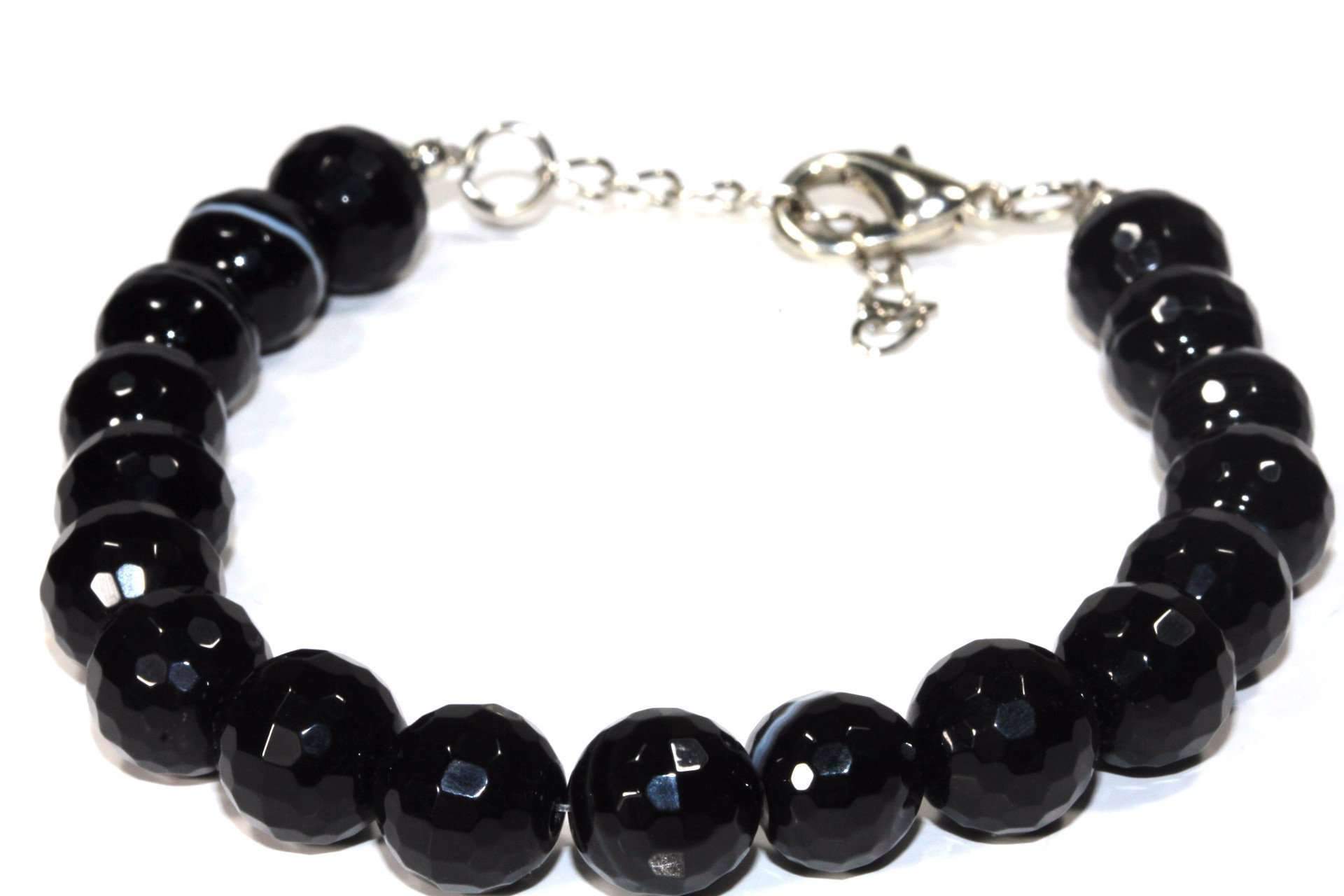 Black Agate Beaded Bracelet For Men And Women 8mm Round