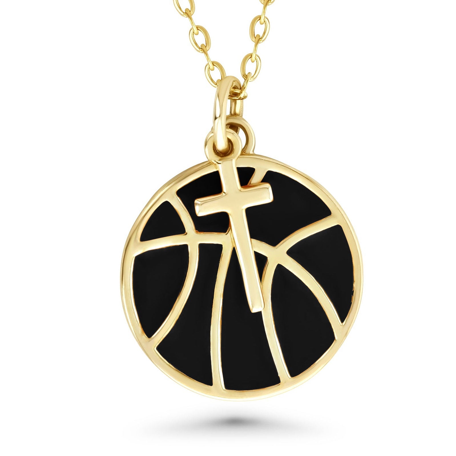 Basketball Cross Necklace w/ Dangle Pendant