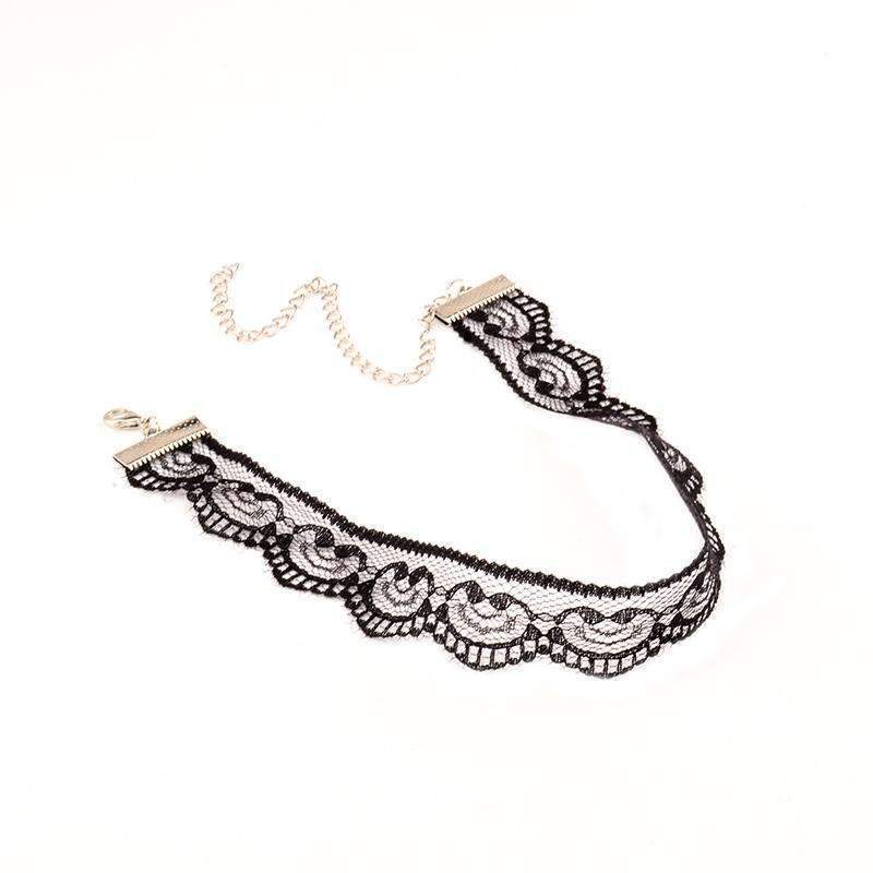 Black Lace Choker Necklace Adjustable Vintage Gothic Collar