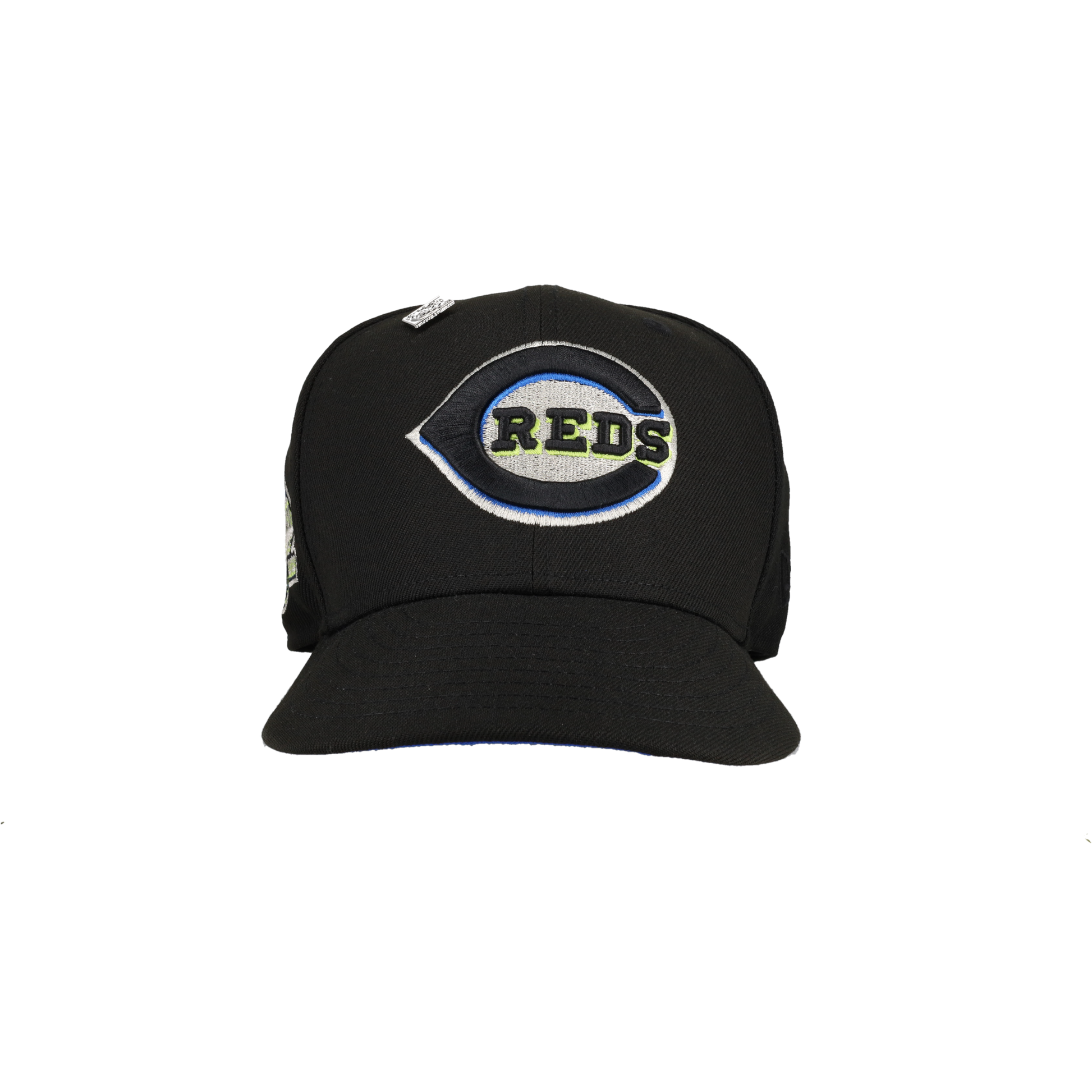 Cincinnati Reds Black Riverfront Stadium Patch 59Fifty Fitted Hat