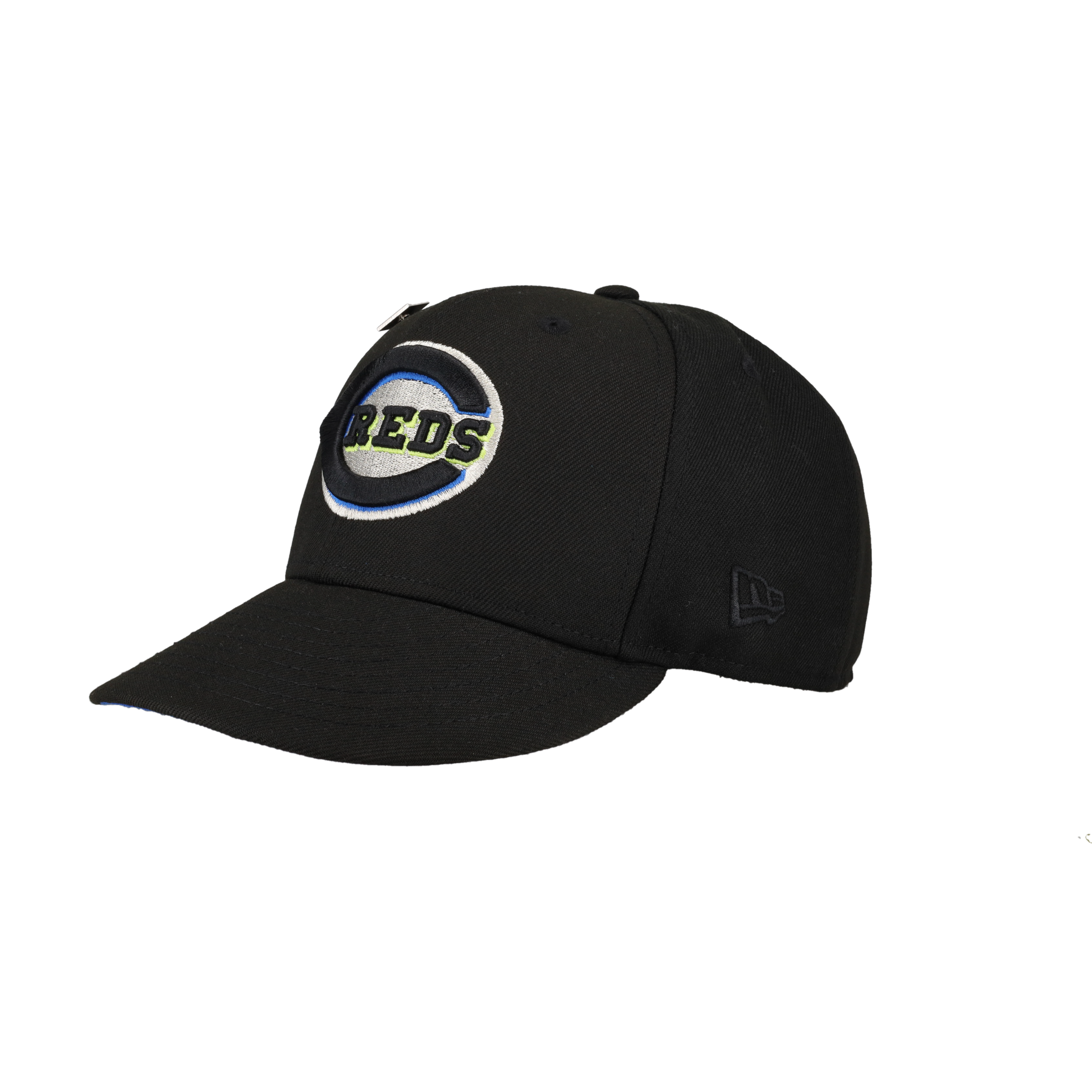 Cincinnati Reds Black Riverfront Stadium Patch 59Fifty Fitted Hat
