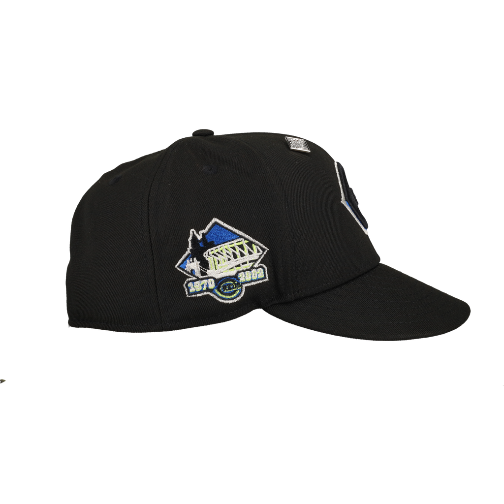 Cincinnati Reds Black Riverfront Stadium Patch 59Fifty Fitted Hat