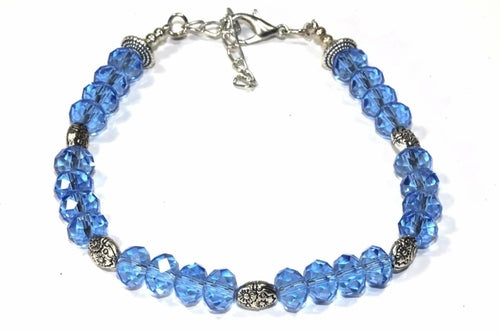 Blue Crystal Beaded Bracelet Sparkle Statement Jewelry