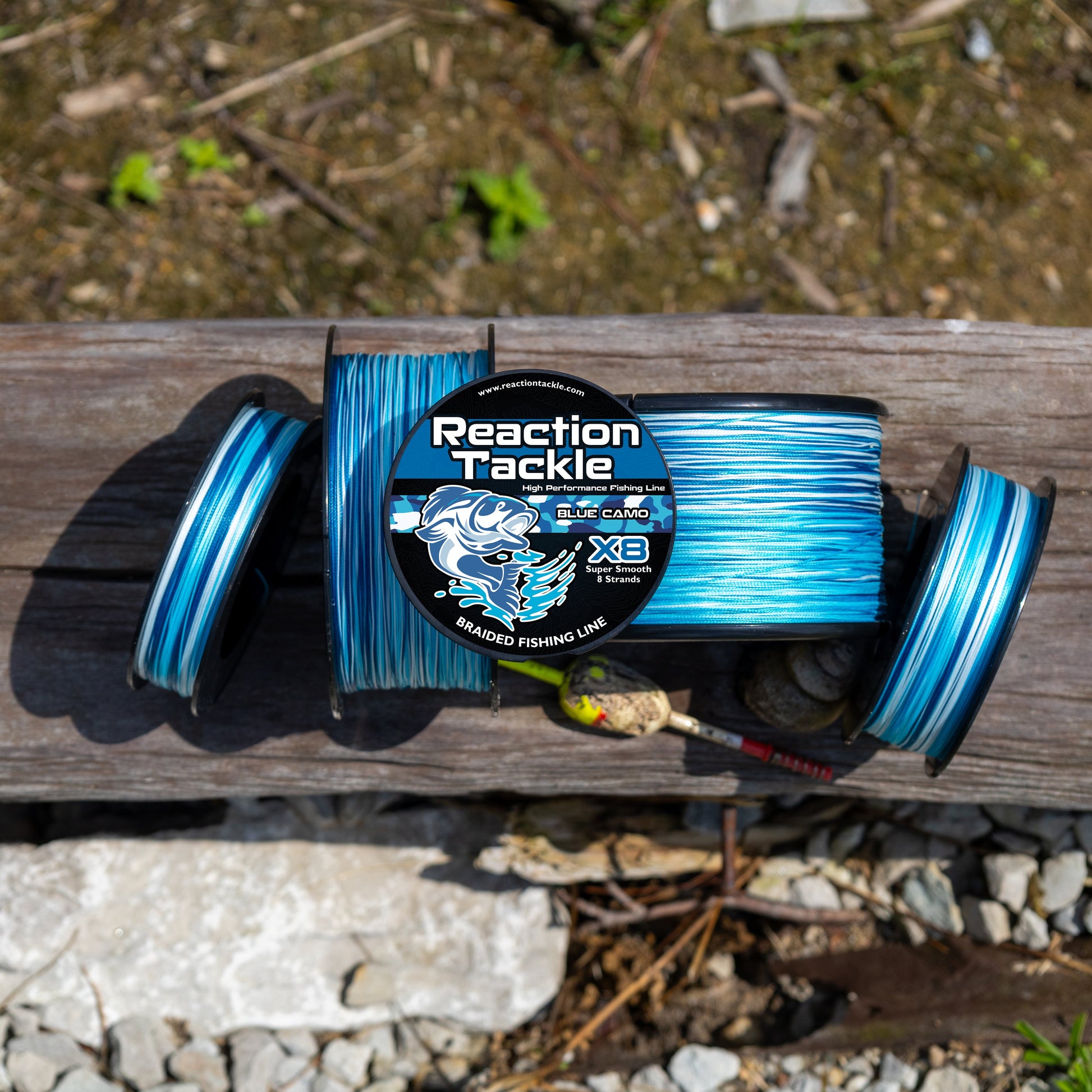 Reaction Tackle X8 Braided Fishing Line - Blue Camo 8 Strand