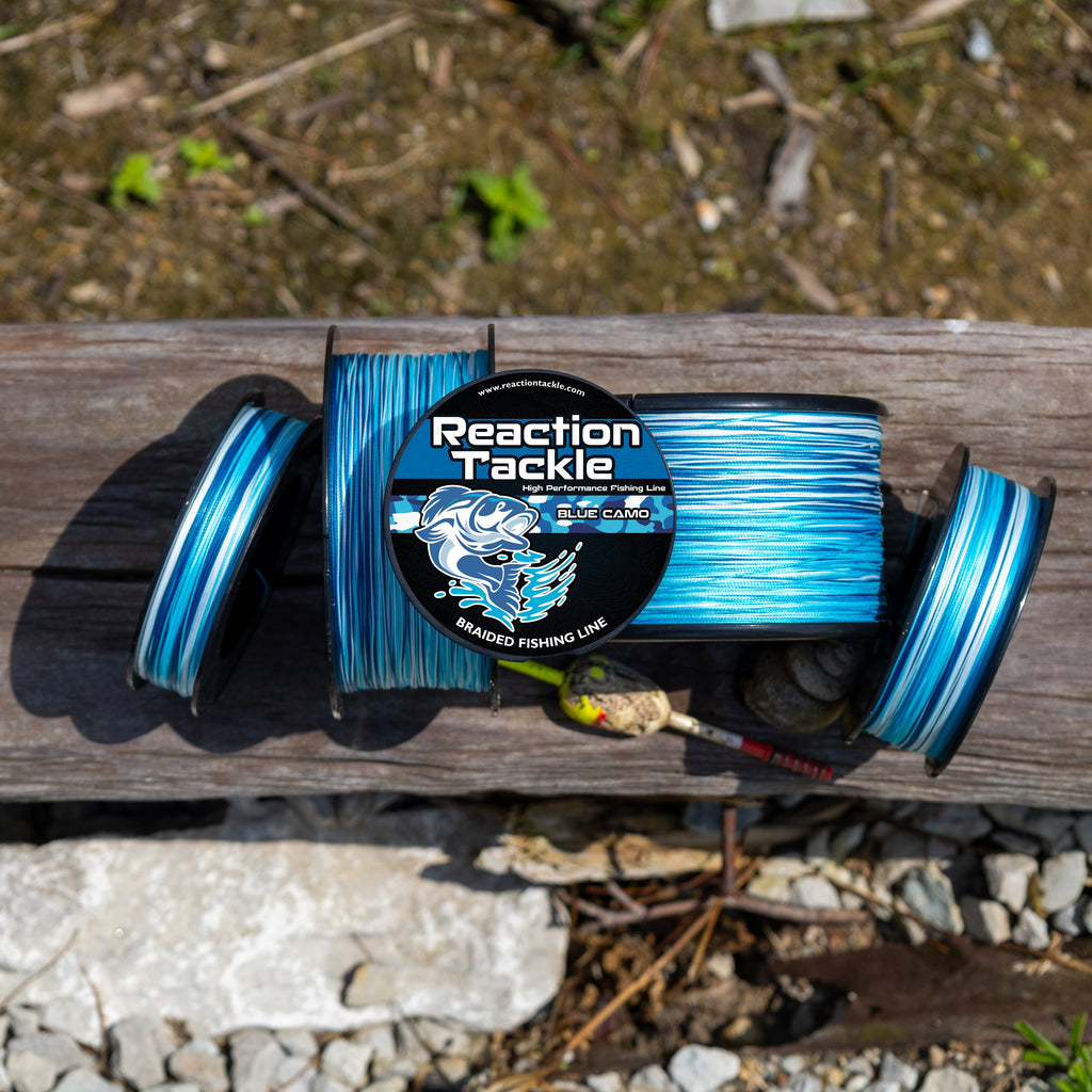Reaction Tackle Braided Fishing Line - Blue Camo