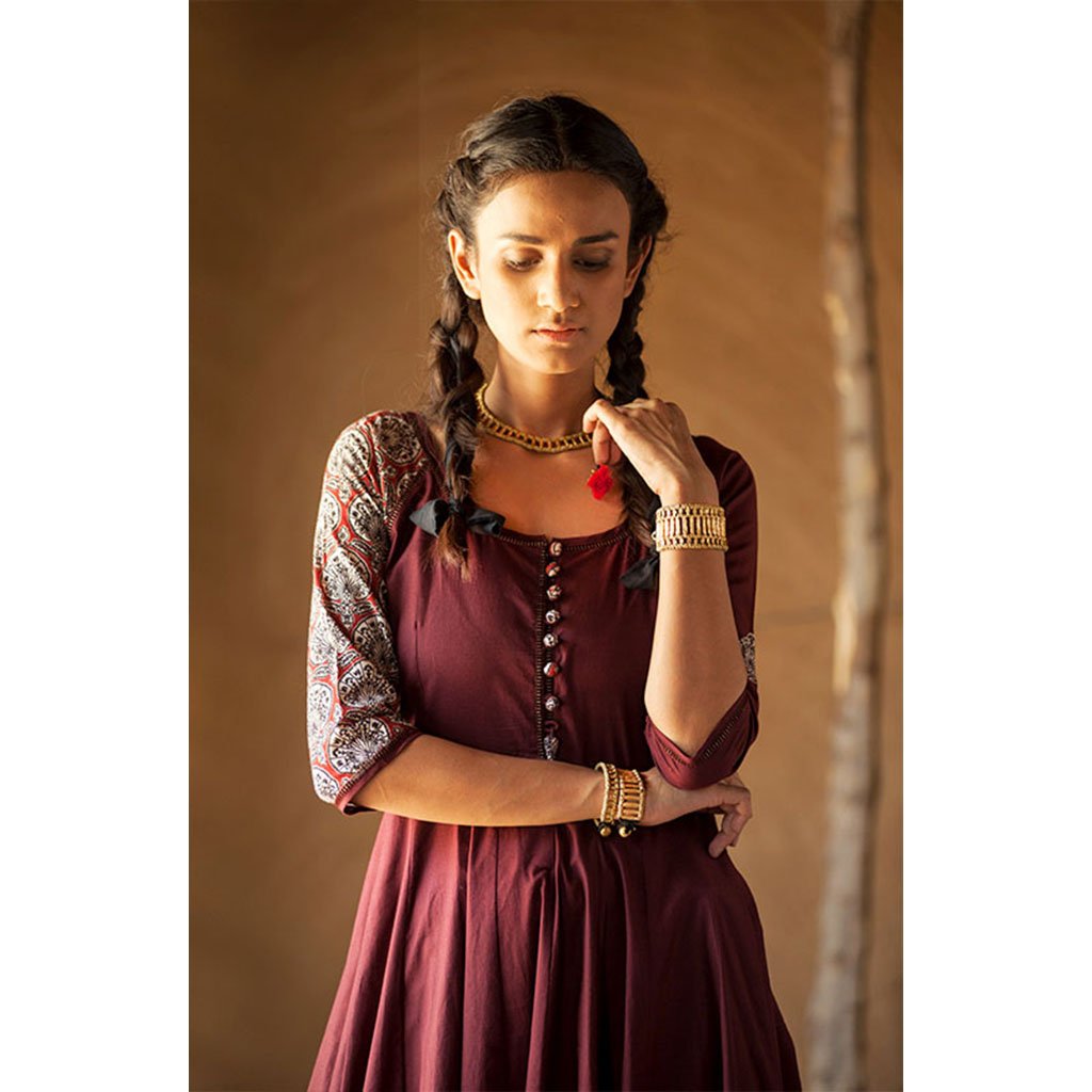 Kada Cuff Handwoven Metal Beads Cotton Thread Boho Indian Inspired 7.5in