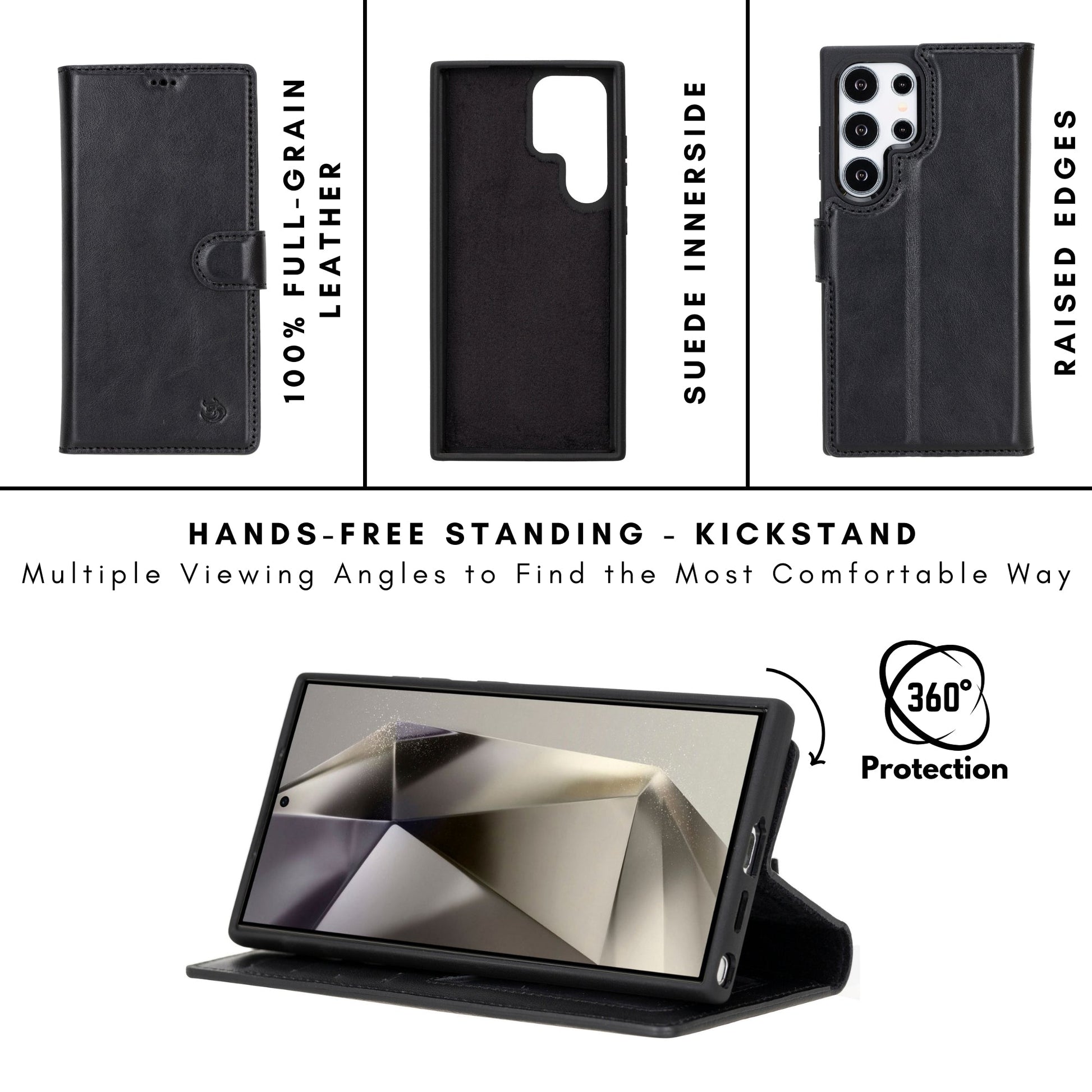 Buffalo Leather Samsung Galaxy S24 Ultra Wallet with Detachable Case