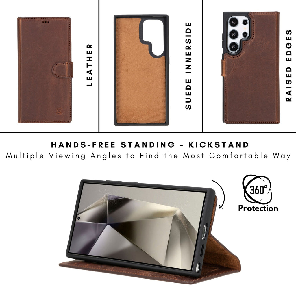 Buffalo Leather Samsung Galaxy S24 Ultra Wallet with Detachable Case