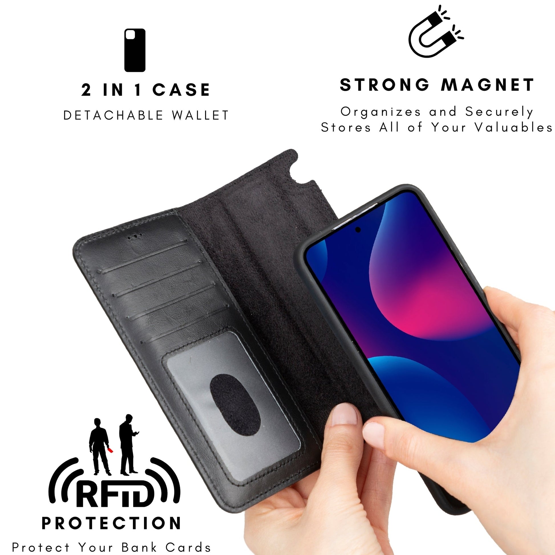 Buffalo Leather Samsung Galaxy S24 Wallet with Detachable Case