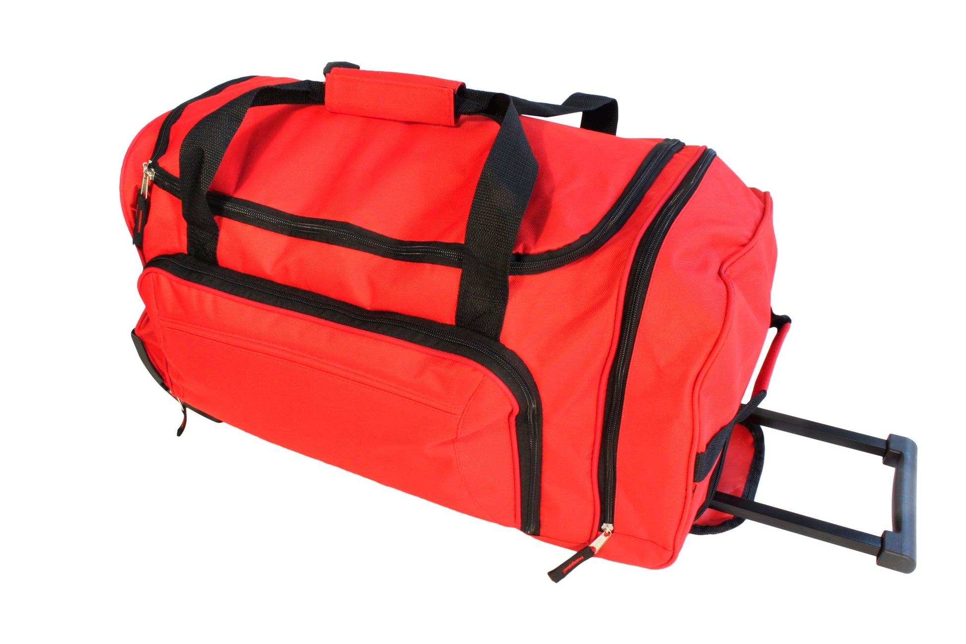 Rolling Red Wheel Bag + Telescoping Handle