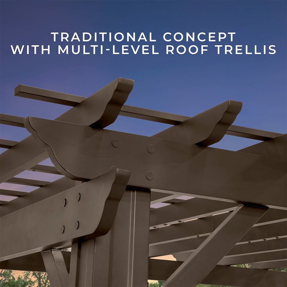 [10X12FT] Alora Heavy-Duty Backyard Galvanized Steel Powder Coated Pergola (SAK73041)