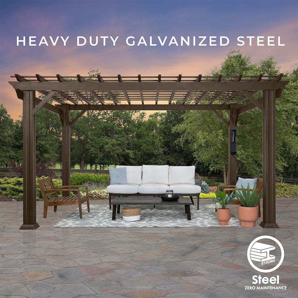 [10X12FT] Alora Heavy-Duty Backyard Galvanized Steel Powder Coated Pergola (SAK73041)