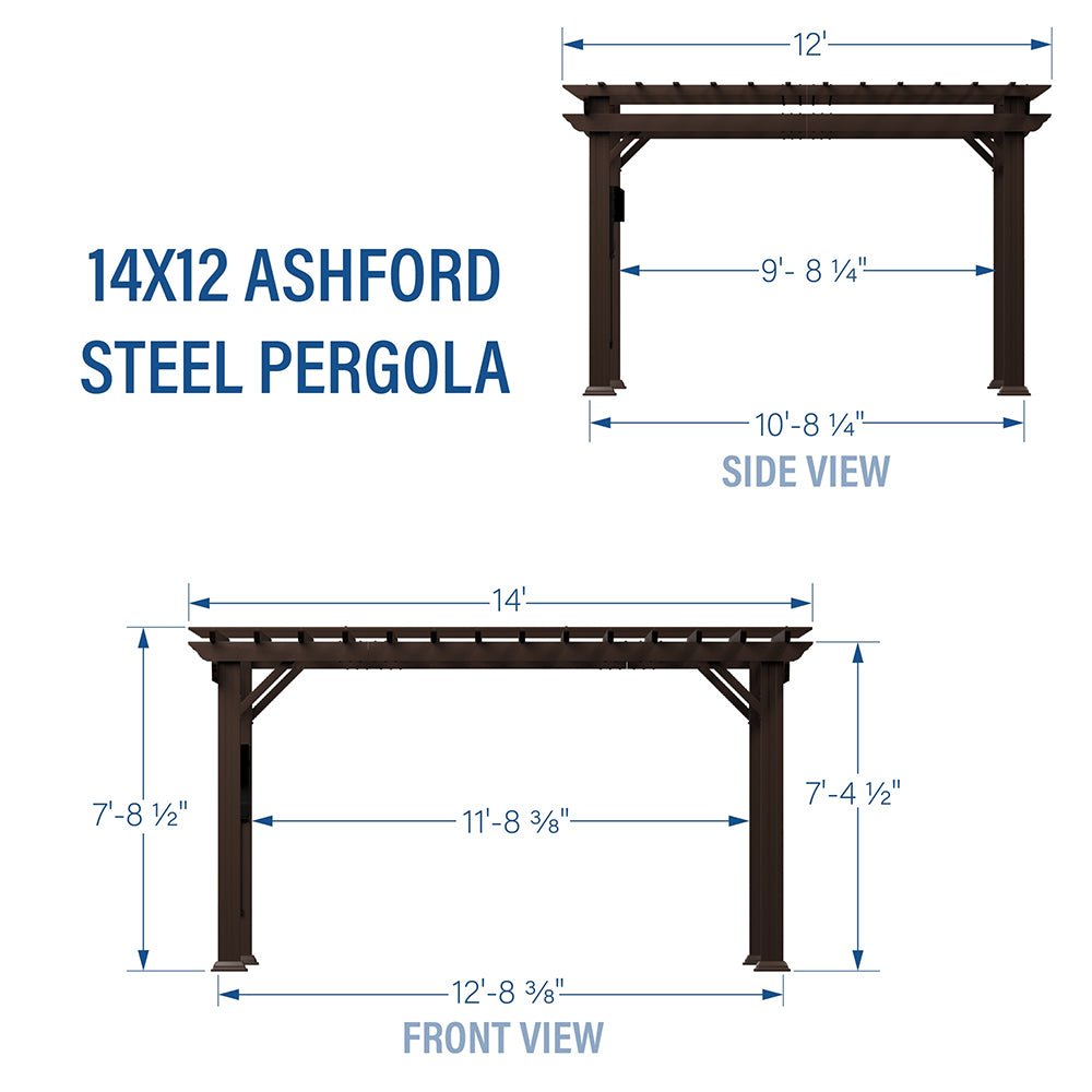 [10X12FT] Alora Heavy-Duty Backyard Galvanized Steel Powder Coated Pergola (SAK73041)