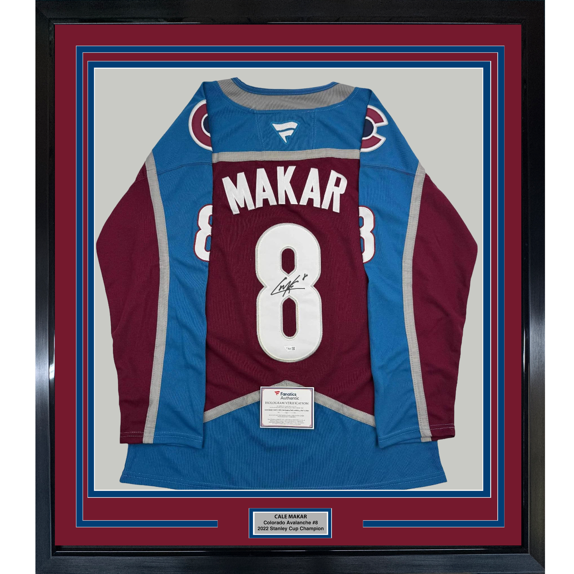 Framed Autographed/Signed Cale Makar 35x39 Colorado Avs Avalanche Maroon Authentic Hockey Jersey Fanatics COA