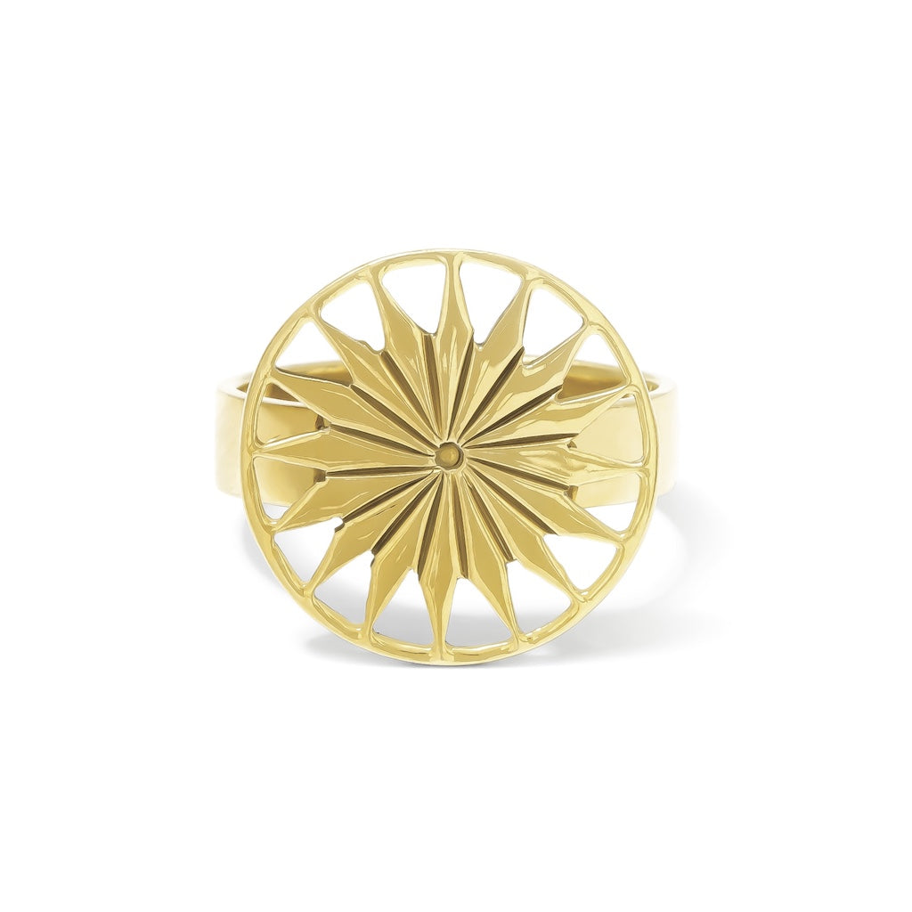 Cambodian Sunshine Ring Recycled Bombshell Brass Minimalist Peaceful Gold