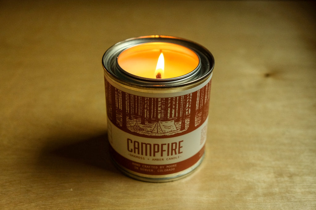 Campfire Soy Candle Oakmoss Amber Scented Hand Poured