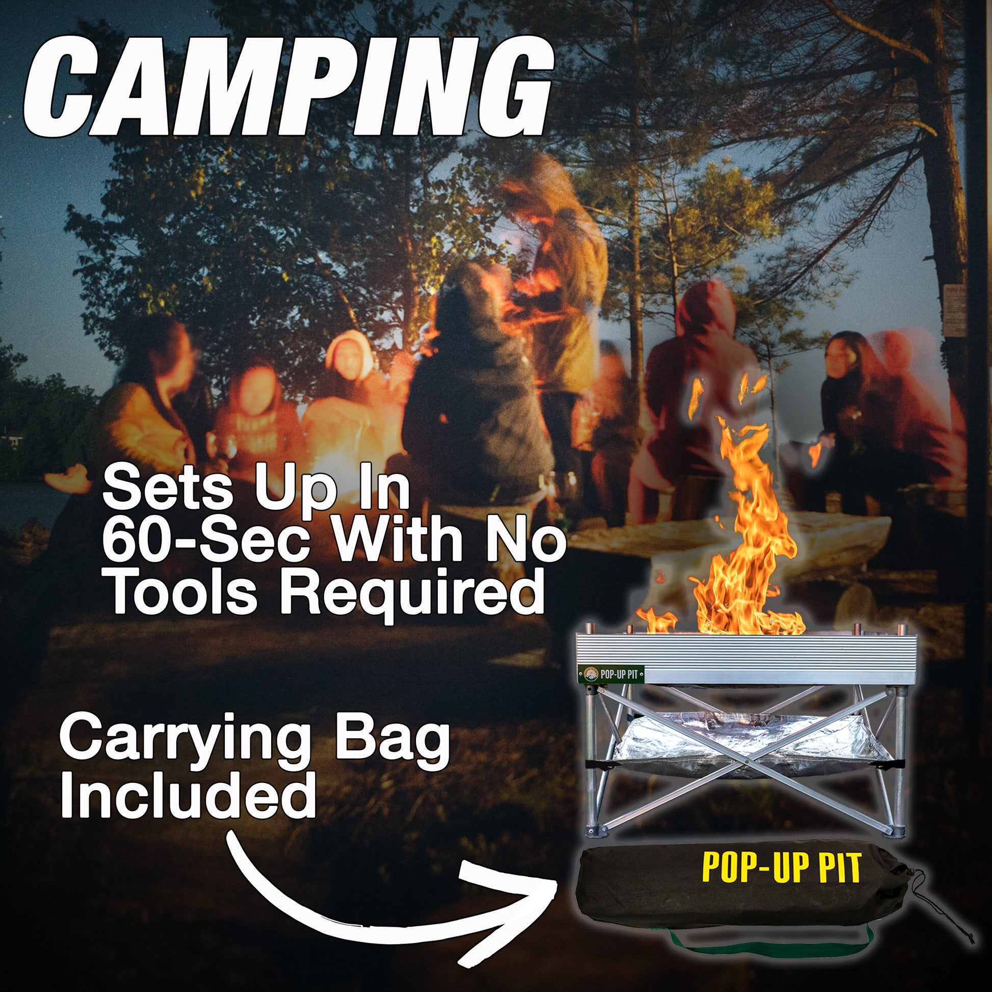 Fireside Outdoor Pop-Up Fire Pit & Heat Shield Bundle