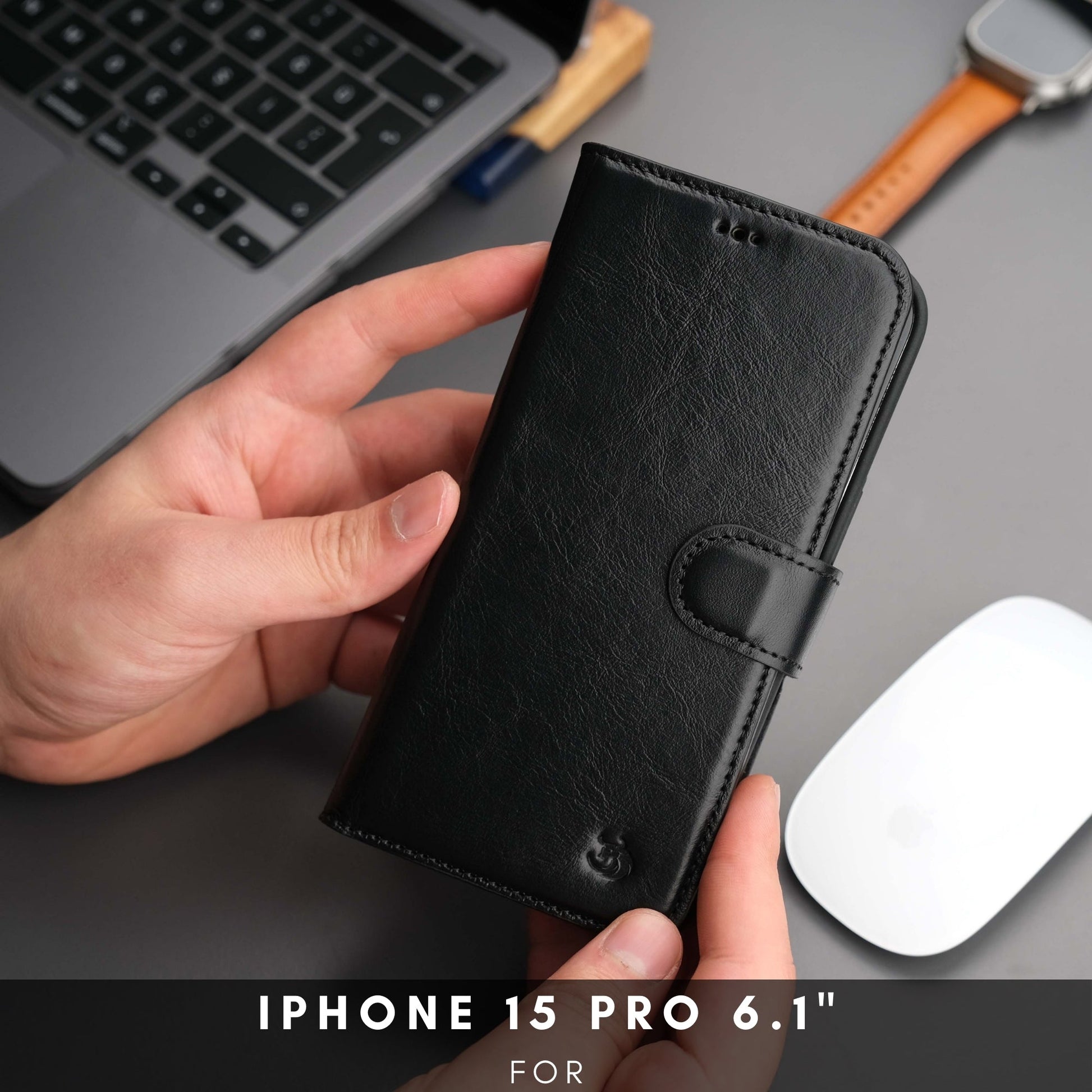 Casper Leather iPhone 15 Pro Wallet Case | Detachable MagSafe Compatible RFID Protection